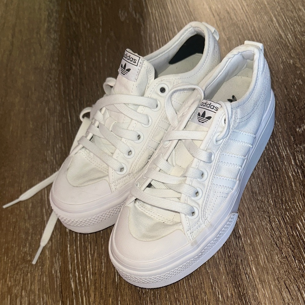 adidas White Low-Top Platform Sneakers